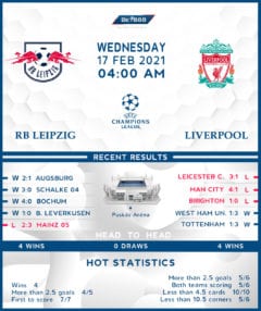 RB Leipzig vs  Liverpool  17/02/21